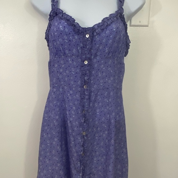 Realization Par Julia Dress in Purple Haze Silk Floral Ruffle Mini Babydoll - Picture 4 of 12